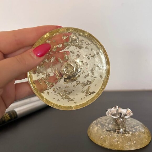 Vintage Lucite & Silver Flake Taper Candle Holders – 1960s/70s Mid-Century Glam - Picture 8 of 10